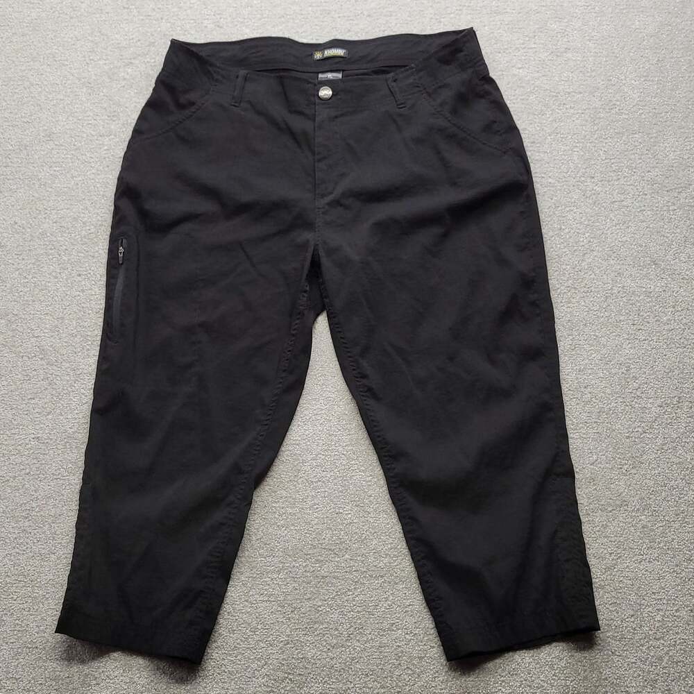 Khombu Women's XL Black Capri Pants Stretch Hiking Outdoor Cropped